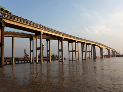 Trestle bridge construction for transporting coal at Huaneng Nantong power plant